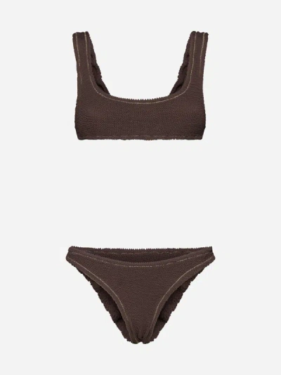 Reina Olga Ginny Scrunch Bikini Set In Brown