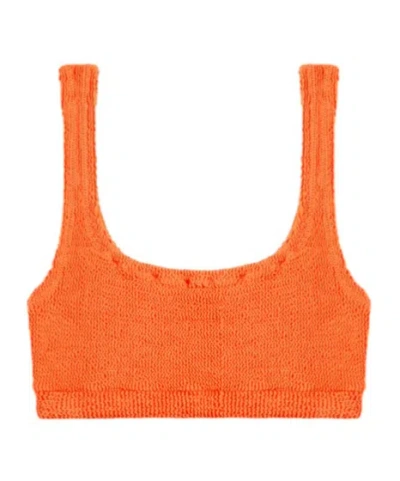 Reina Olga Ginny Knitted Bikini Top In Orange