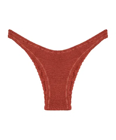 Reina Olga Ginny Ruched Bikini Bottoms In Brown