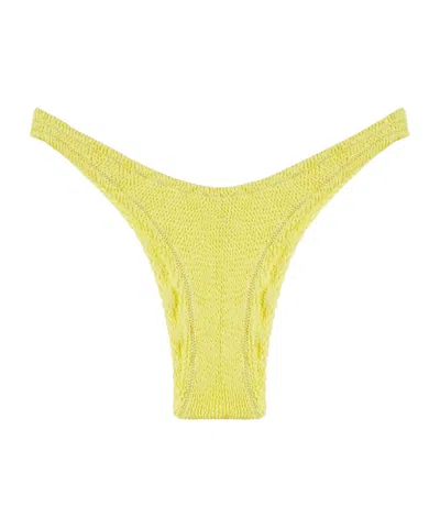 Reina Olga Ginny Textured Bikini Bottoms In Yellow