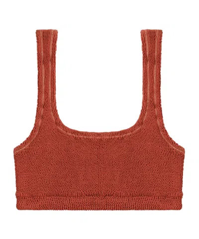 Reina Olga Ginny Textured Bikini Top In Brown
