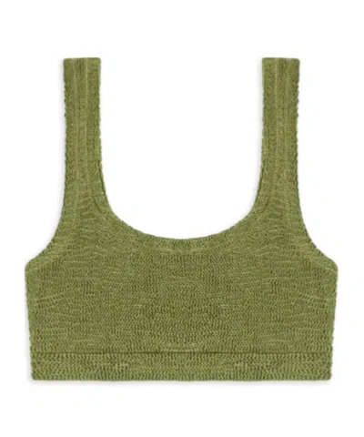 Reina Olga Ginny Textured Bikini Top In Green