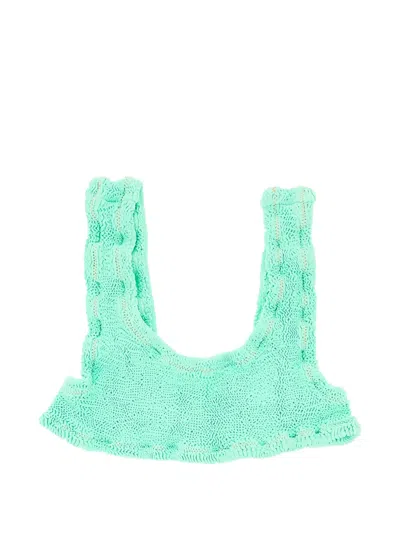 Reina Olga Ginny Textured Bikini Top In Green