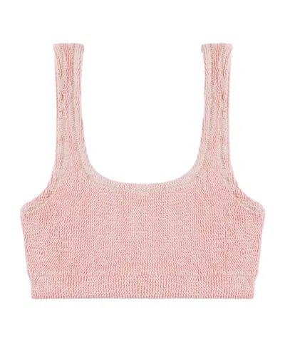 Reina Olga Ginny Textured Bikini Top In Pink