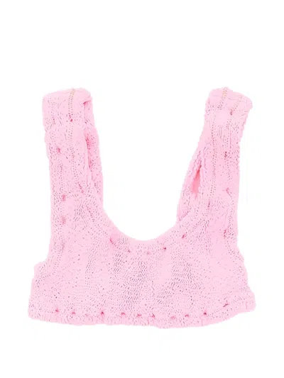 Reina Olga Ginny Textured Bikini Top In Pink