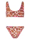 Reina Olga Giraffe-print Bikini Set In Brown