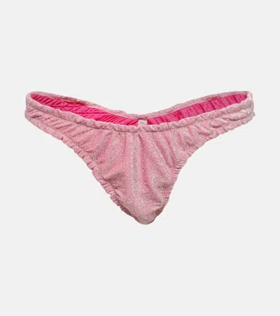 Reina Olga Guia Lurex Bikini Bottoms In Pink