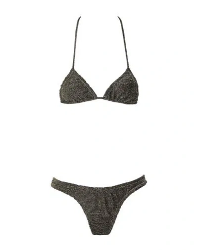 Reina Olga Guia Skimpy Woman Bikini Gold Size 1 Polyamide, Metallic Fiber, Elastane