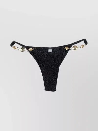 Reina Olga Halter Triangle High-cut Gold Embellishments In Black