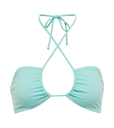 Reina Olga Halterneck Cutout Bikini Top In Aquamarine