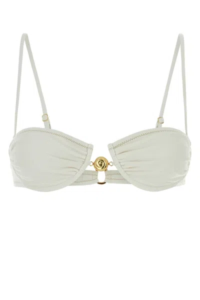 Reina Olga White Stretch Jersey Hammond 2.0 Bikini Top In Neutral