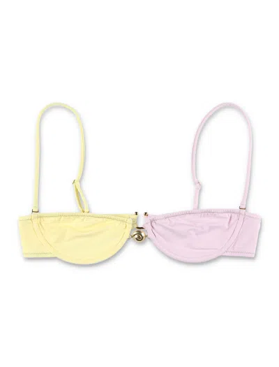 Reina Olga Color-blocked Bikini Top In Pink