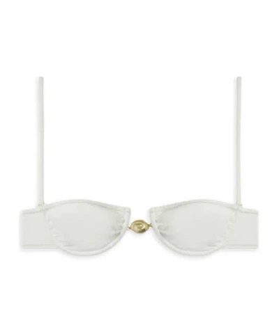 Reina Olga Hammond Bead-embellished Bikini Top In White