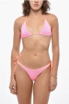 Reina Olga High Waist Wave Motif Triangle Bikini In Pink