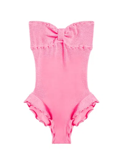Reina Olga Laila Ruffled Swimsuit In Pink