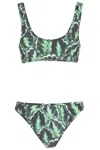 Reina Olga Leaf Bandeau Bikini With Adjustable Straps In Green