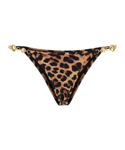 Reina Olga Leopard Print Bikini Bottoms In Animal Print
