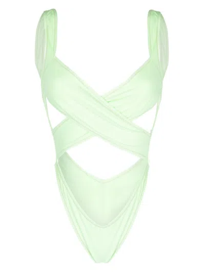 Reina Olga Crisscross Design Wrap Bikini In Green