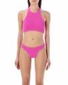 Reina Olga The Longboarder Crinkled Lux Swimsuit In Fuchsia