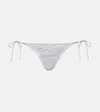 Reina Olga Love Triangle Lamé Bikini Bottoms In Silver Lame