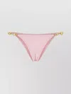 Reina Olga Low-rise Stretch Nylon Bikini Bottom With Gold-tone Accents In Pink
