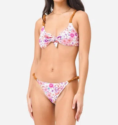 Reina Olga Luca Bikini Set In Pastel Flowers/brown In Multi
