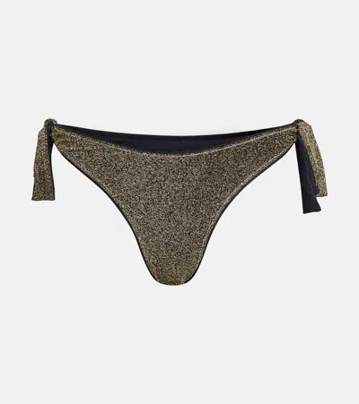 Reina Olga Lurex Bikini Bottoms In Gold Lurex
