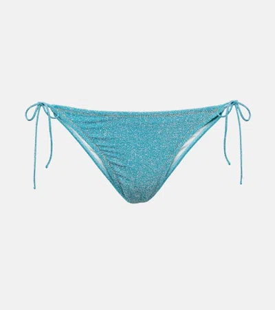 Reina Olga Miami Lurex Bikini Bottoms In 22 Blue Lurex