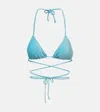 Reina Olga Miami Lurex Triangle Bikini Top In 22 Blue Lurex
