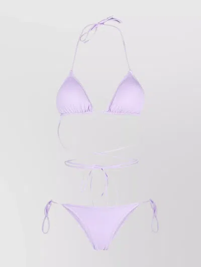 Reina Olga Guia Scrunch Detailed Triangle Bikini Set In Purple