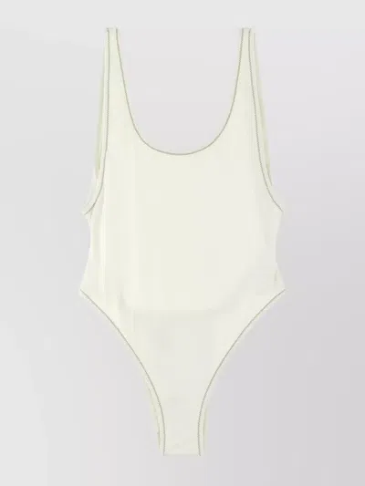Reina Olga 'pamela' High-cut Leg Swimsuit With Low Back In White