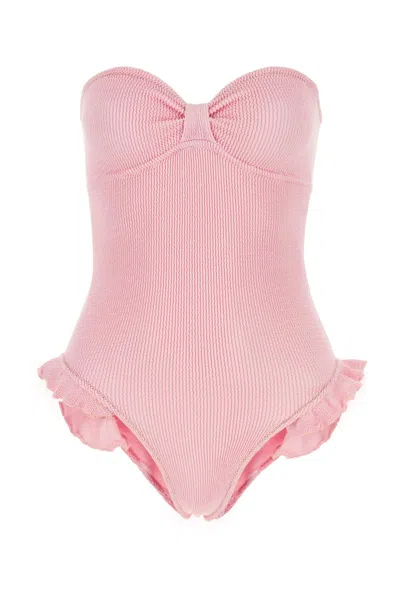 Reina Olga Pastel Pink Stretch Nylon Laila Swimsuit In Babypink