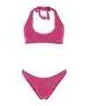 Reina Olga Fuchsia Stretch Nylon Pilou Set Bikini In Pink