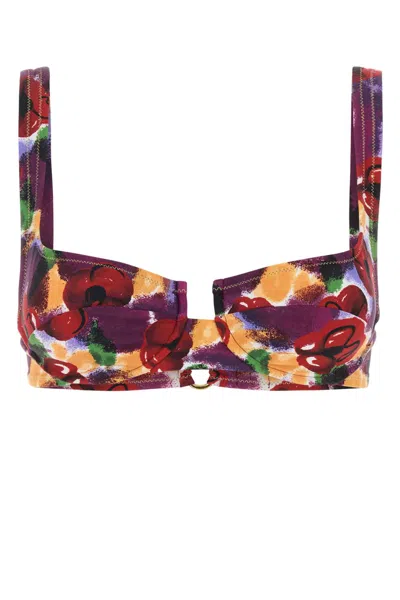 REINA OLGA PRINTED STRETCH NYLON BRIGITTE BIKINI TOP