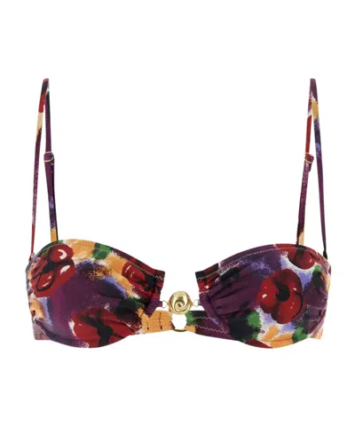 Reina Olga Printed Stretch Nylon Hammond Bikini Top In Multi