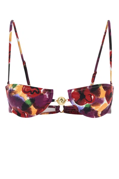 Reina Olga Printed Stretch Nylon Hommond Bikini Top In Multi
