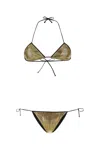 Reina Olga Sam Printed Stretch Nylon Bikini In Goldcroc