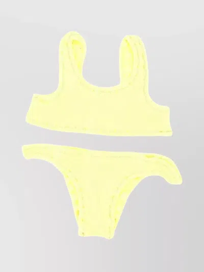 Reina Olga Ribbed Texture Bikini Set With Scoop Neck In Yellow