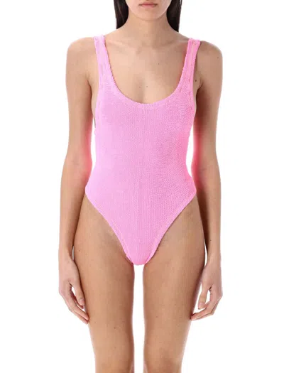 Reina Olga Ruby Scrunch Swimsuit In Hot Pink