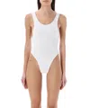Reina Olga Ruby Stretch Design Sleeveless Swimsuit In White
