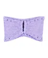 Reina Olga Strapless Bandeau Bikini Top In Textured Fabric In Purple