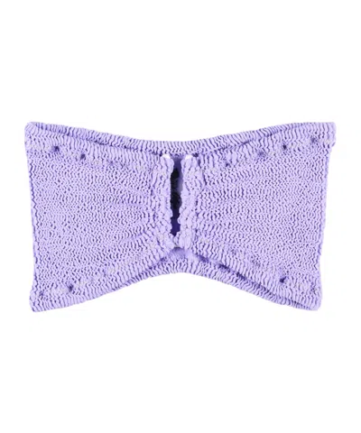 Reina Olga Strapless Bandeau Bikini Top In Textured Fabric In Violet