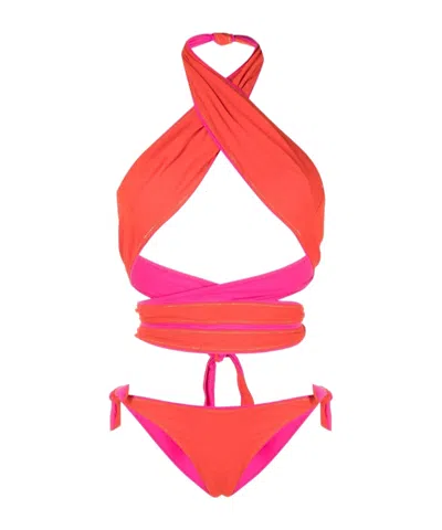 Reina Olga Ruffled Women's Swimming Suit In Orange