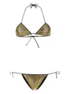 Reina Olga Sam Printed Stretch Nylon Bikini In Gold