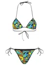 Reina Olga Printed Triangle Bikini Set In Green