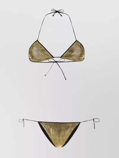 Reina Olga Sam Printed Stretch Nylon Bikini In Goldcroc