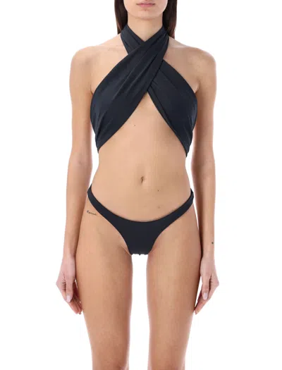 Reina Olga Showpony Halter Neck Bikini Set In Black