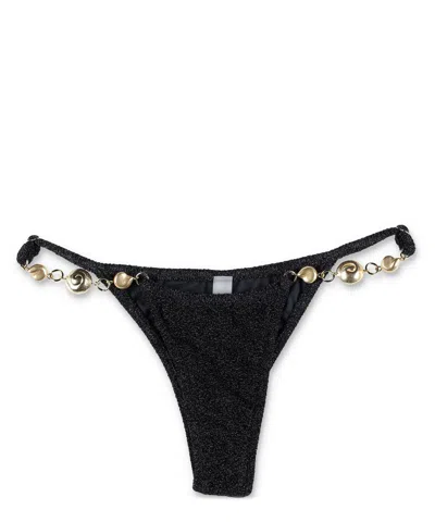 Reina Olga Halter Triangle High-cut Gold Embellishments In Black