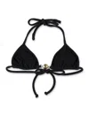 Reina Olga Gold Halter Neck Triangle Top In Black
