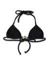 Reina Olga Gold Halter Neck Triangle Top In Black